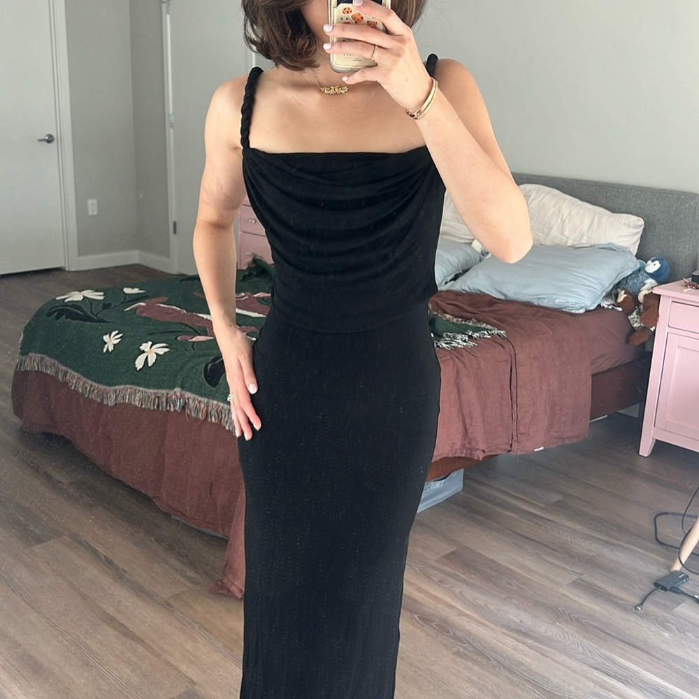 NWT Dion Lee rope drape dress in black